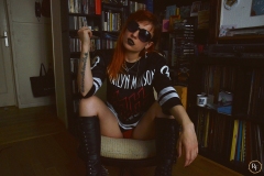 Rack Framboise / photo: Marco Helena /  t-shirt: Marilyn Manson / latex short: Mademoiselle Ilo / 1